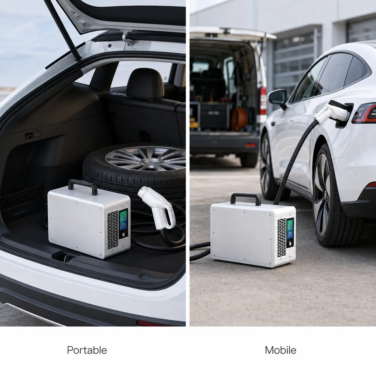 portable DC EV charger for electric vehicle workshop